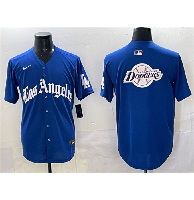 Men's Los Angeles Dodgers Team Big Logo Blue 2025 LA Gothic Style With Fernando Vapor Premier Limited Stitched Baseball Jersey