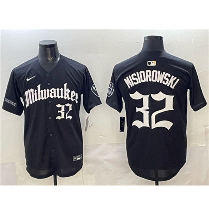 Men's Milwaukee Brewers #32 Jacob Misiorowski Black 'Gothic 414 Shadows Edition' Vapor Premier Limited Stitched Jersey