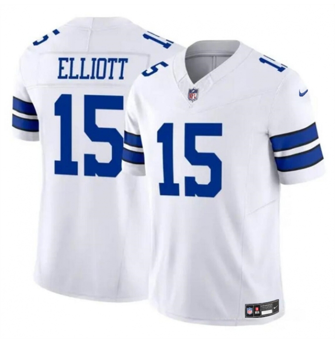 Men's Dallas Cowboys #15 Ezekiel Elliott White 2023 F.U.S.E Vapor Untouchable Limited Football Stitched Jersey