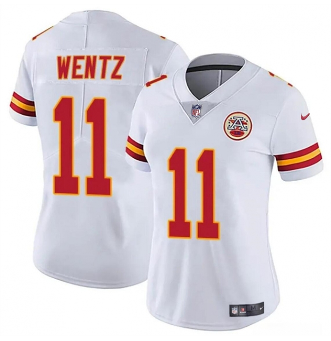 Women's Kansas City Chiefs #11 Carson Wentz White Vapor Untouchable Limited Football Stitched Jersey(Run Small)